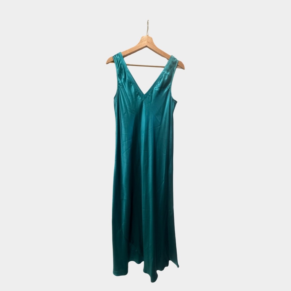 100% Silk Teal Maxi Dress
